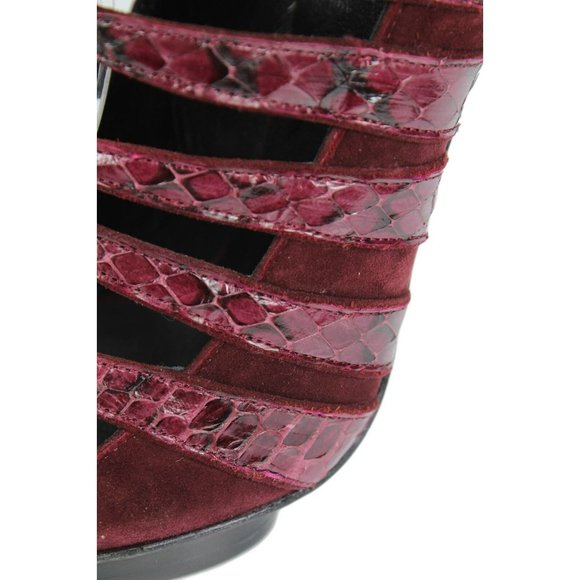 BALENCIAGA Burgundy Python Stiletto Buckle Cage Pump Heels - Size 39.5, US 9.5 - Picture 8 of 11